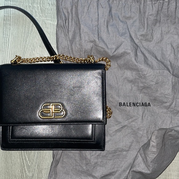 Black Balenciaga Calfskin S Chain Shoulder Bag - Picture 1 of 7